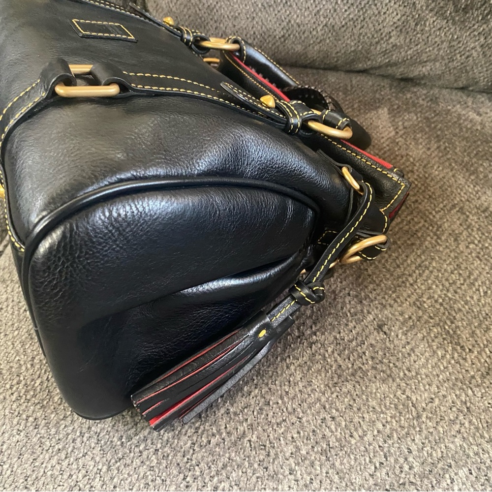 Dooney & Bourke Black Florentine Leather Satchel with Gold Hardware - Picture 4 of 8